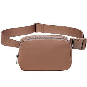 Brown unisex waterproof nylon waist bag